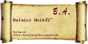 Balaicz Anikó névjegykártya